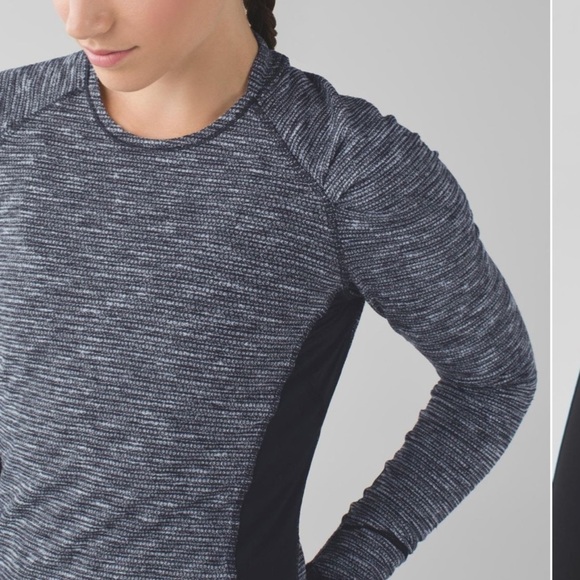 Lululemon Think Fast Long Sleeve Top Heathered Black Grey Activewear Pullover - Picture 13 of 14